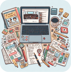 scattered study material illustration